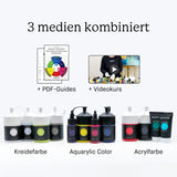 Aquarylic Mixed-Media Starter Set – 3 Medien, 12 Farben