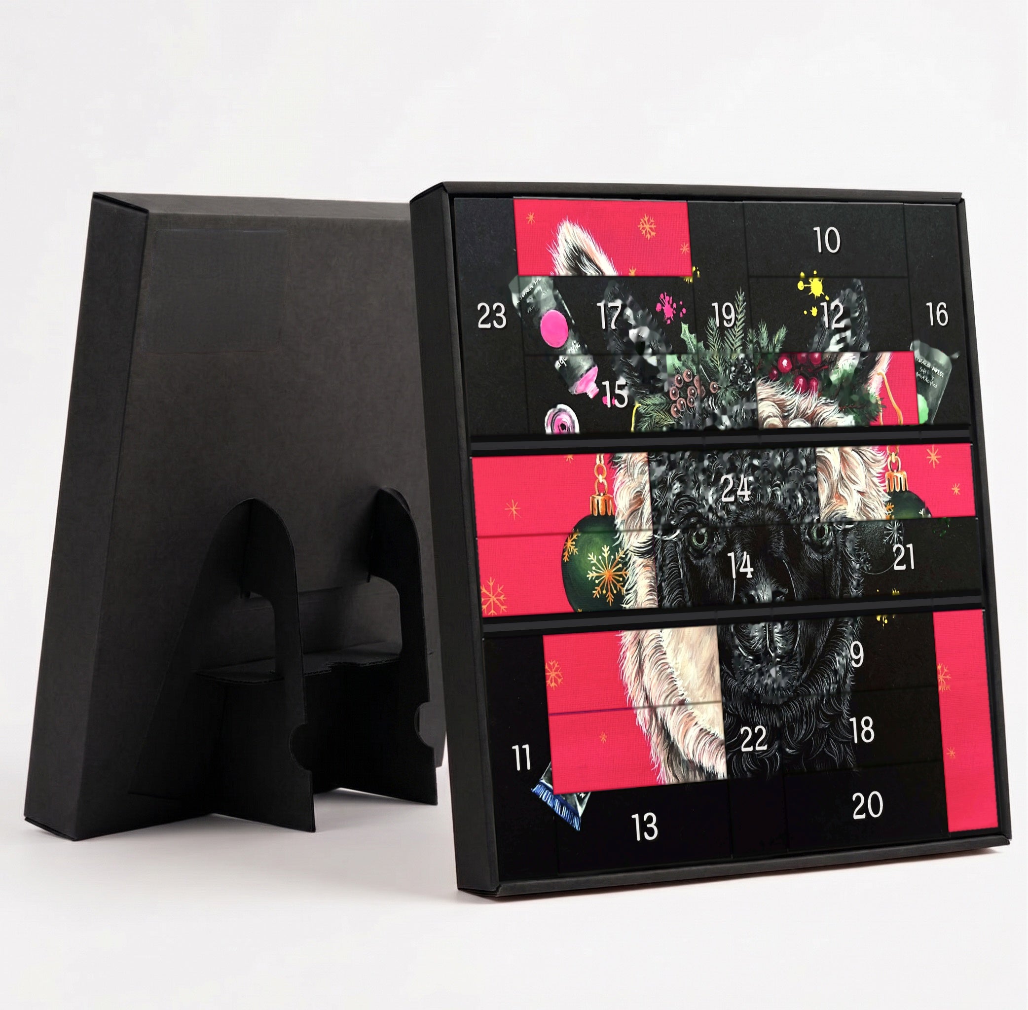 Adventskalender Coloryourlife am 8. Dezember: die ersten acht Kästchen sind gewendet, das Farbbild entsteht Stück für Stück